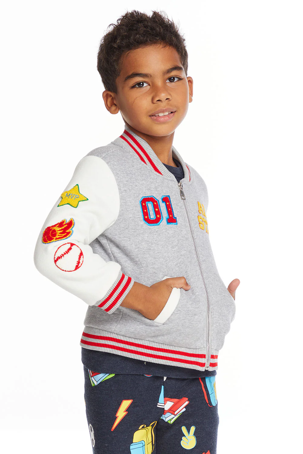 All Star Varsity Patches Jacket | Heather Grey - Visual Media Number 2 of 4