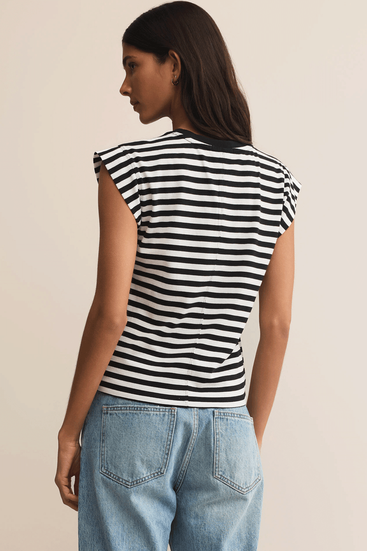 Stripe Camino Top | Black - Thumbnail Image Number 2 of 2
