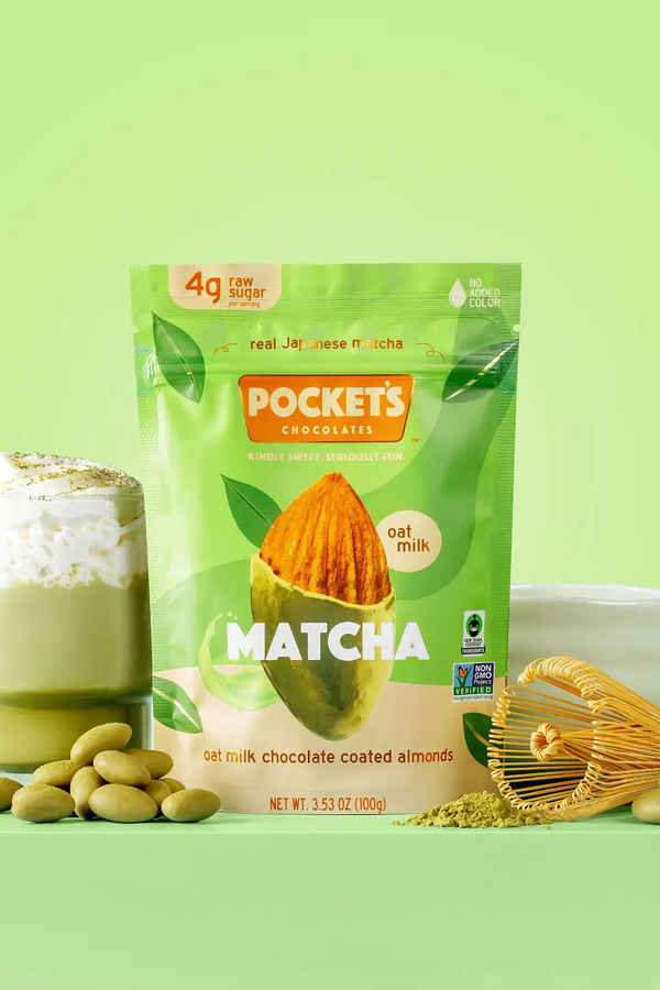 Matcha Chocolate Almonds, 3.53 oz Pouch - Visual Media Number 1 of 1