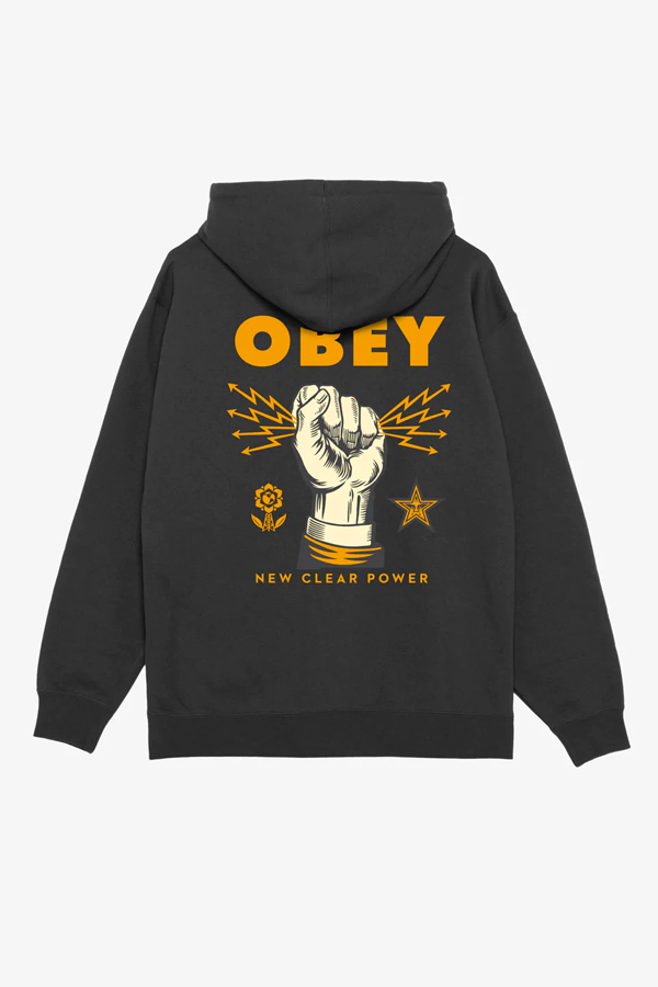 Obey New Clear Power Hoodie | Black - Main Image Number 1 of 2