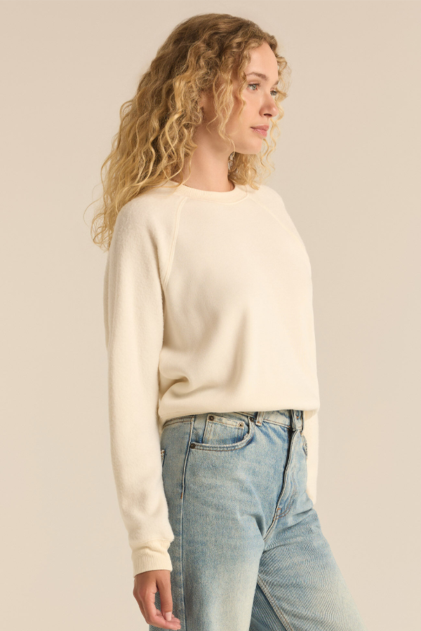 Saldana Reverse Fleece Top | Sea Salt - Thumbnail Image Number 2 of 3
