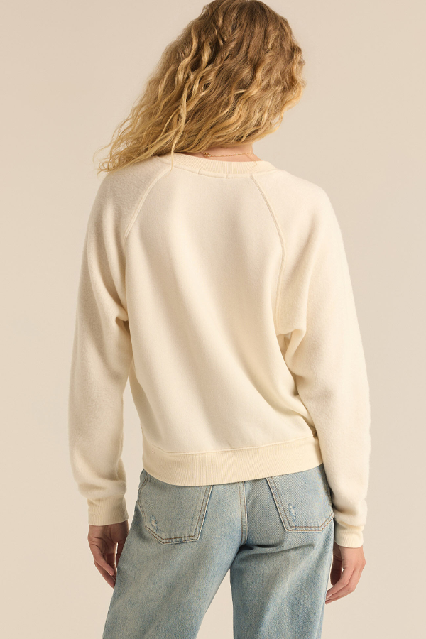 Saldana Reverse Fleece Top | Sea Salt - Visual Media Number 3 of 3