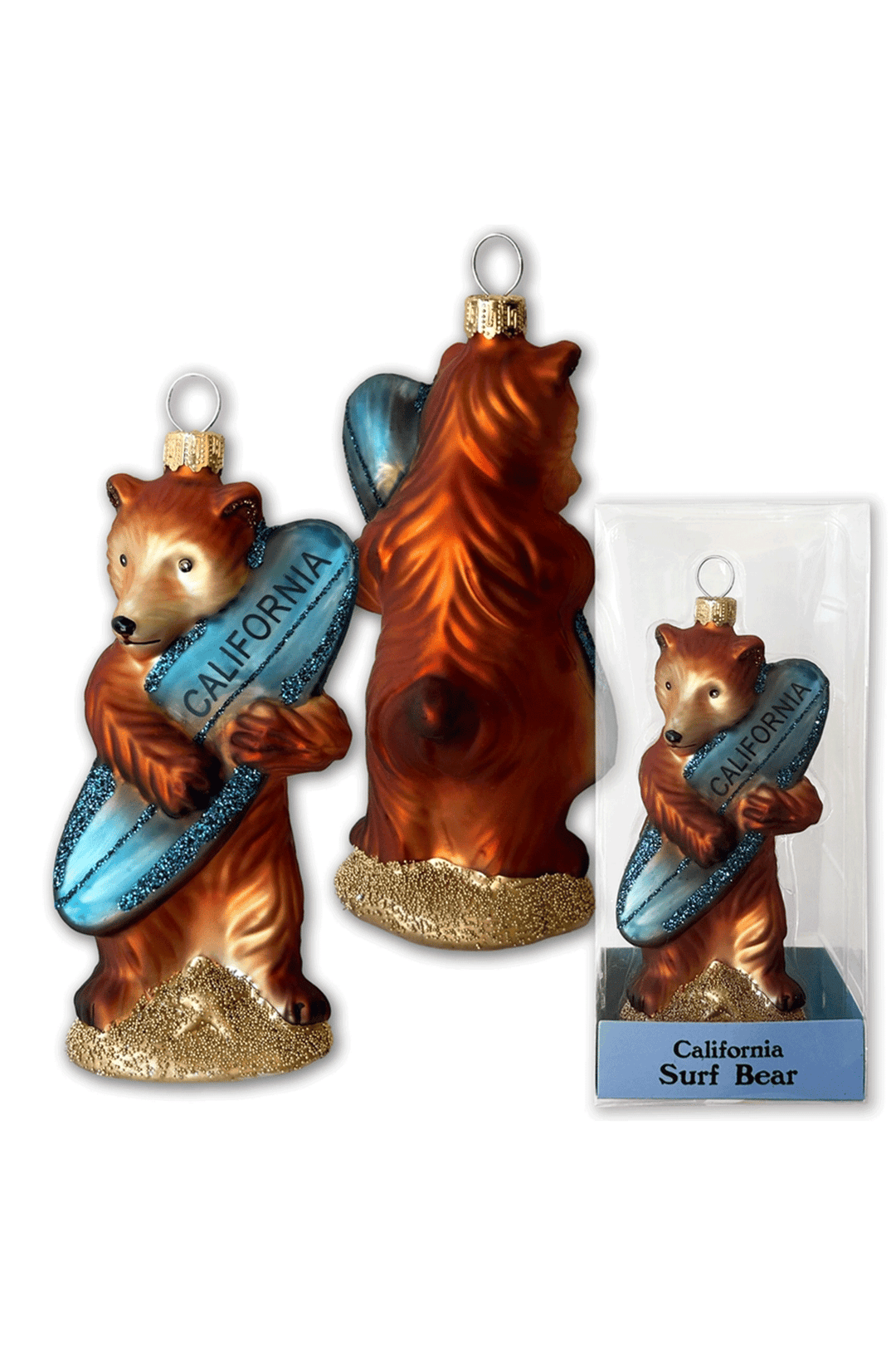 Surf Bear Glass Mold Ornament - Visual Media Number 1 of 1