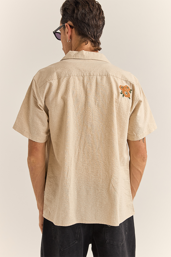 Embroidered Seersucker Shirt | Natural - Visual Media Number 2 of 4