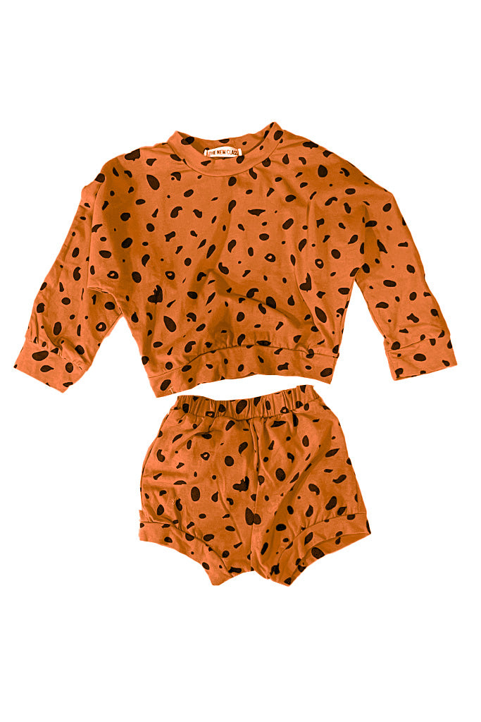 Cheetah L/S Short Set | Brown - Thumbnail Image Number 1 of 2
