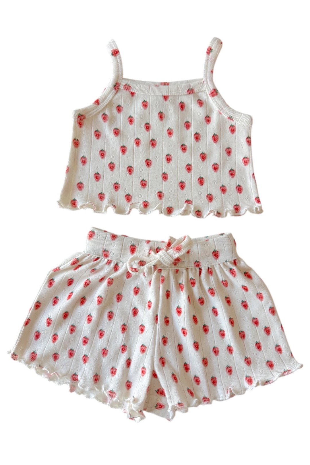 Organic Pointelle Summer Set | White Strawberry - Visual Media Number 1 of 1