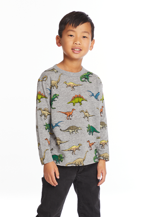 Dinosaurs Longsleeve Tee | Streaky Grey - Thumbnail Image Number 3 of 3
