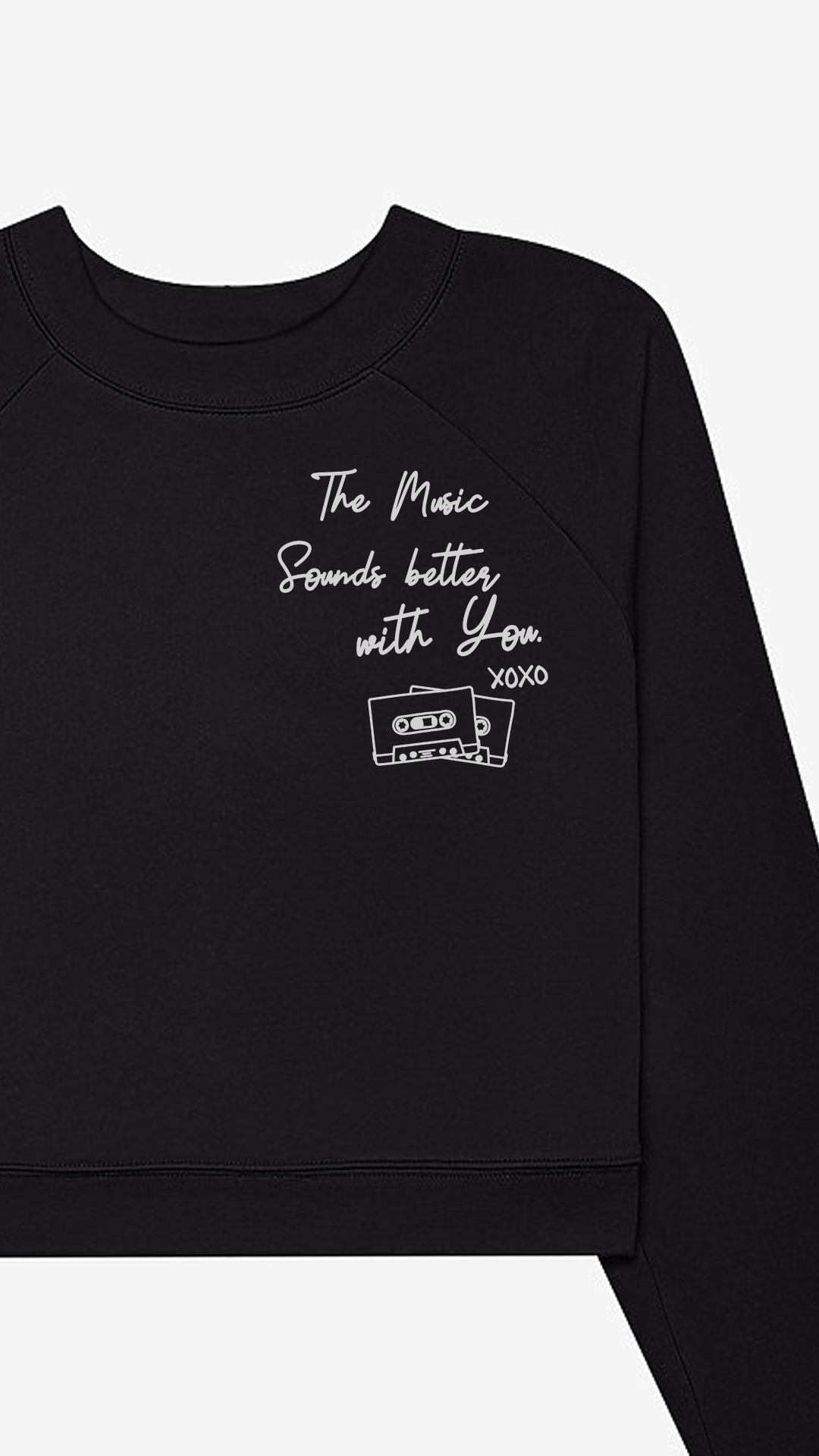 Music Sounds Better Crop Sweatshirt | Dark Grey - Visual Media Number 2 of 3