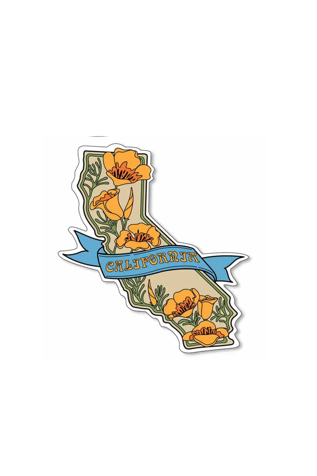 Ca State W/Poppies Vinyl Sticker - Visual Media Number 1 of 1