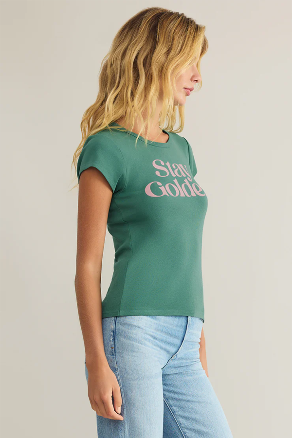 Stay Golden Cheeky Tee | Botanical Green - Visual Media Number 4 of 5