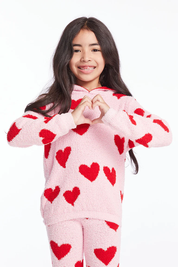 Girls Shirred  Hoodie Pullover | Sugar Heart - Visual Media Number 1 of 3