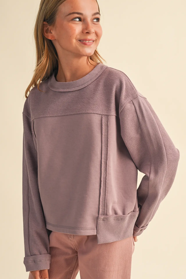 Lucy Crew Neck Sweatshirt | Purple - Thumbnail Image Number 1 of 3
