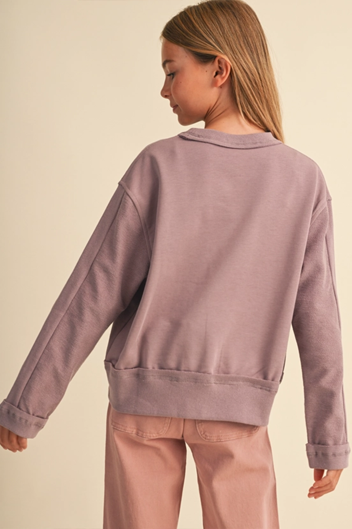 Lucy Crew Neck Sweatshirt | Purple - Thumbnail Image Number 3 of 3

