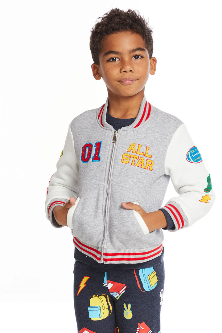 All Star Varsity Patches Jacket | Heather Grey - Thumbnail Image Number 1 of 4
