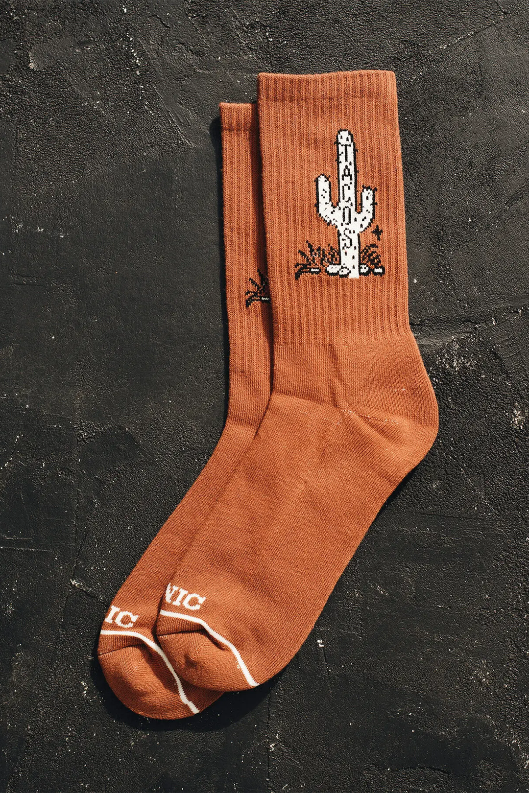 Cactus Taco Western Crew Socks | Brown - Visual Media Number 1 of 1