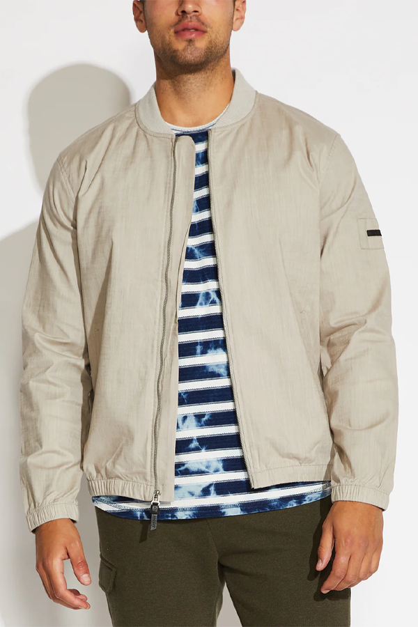 Tarek Lightweight Bomber Jacket | Cement - Thumbnail Image Number 1 of 3
