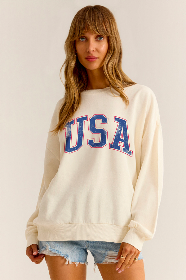 USA Sunday Sweatshirt | Sea Salt - Visual Media Number 1 of 3