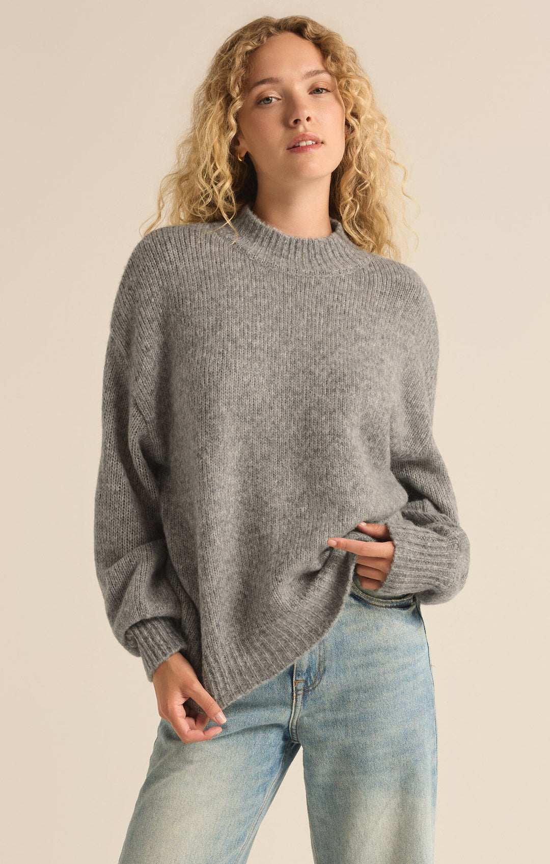 Danica Sweater | Classic Heather Grey - Visual Media Number 1 of 3