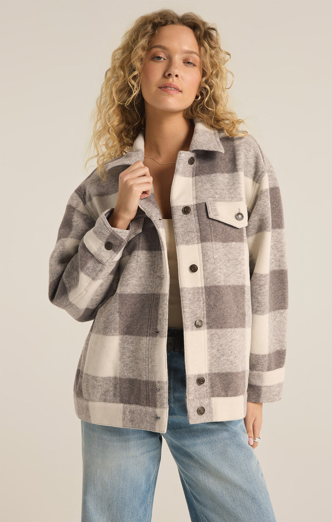 Preston Knit Plaid Jacket | Slate Grey - Visual Media Number 1 of 3