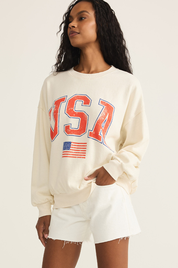 Flag Sunday Sweatshirt | Sea Salt - Thumbnail Image Number 2 of 3
