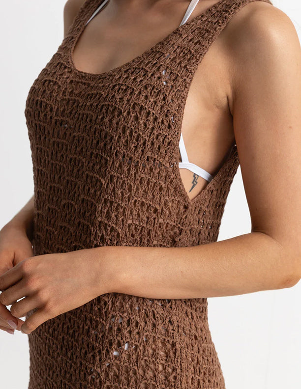 Maddie Knit Mini Dress | Chocolate - Main Image Number 3 of 3