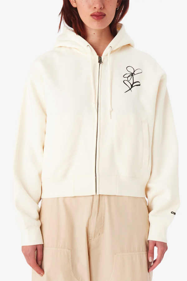 Chalk Writing Zip Hood | Unbleached - Main Image Number 1 of 3