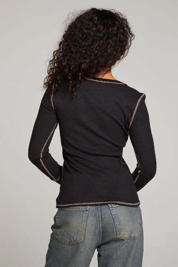 Long Sleeve Henley | Licorice - Thumbnail Image Number 3 of 3
