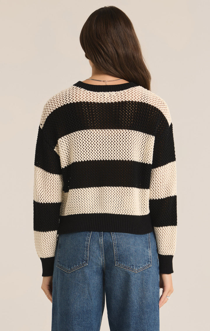 Broadbeach Stripe Sweater | Black - Thumbnail Image Number 2 of 3
