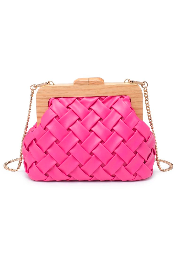 Matilda Woven Clutch | Hot Pink - Thumbnail Image Number 4 of 4
