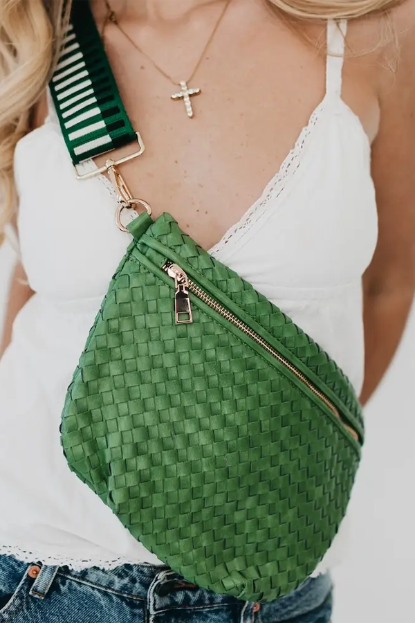 Westlyn Woven Bum Bag | Emerald - Thumbnail Image Number 1 of 2
