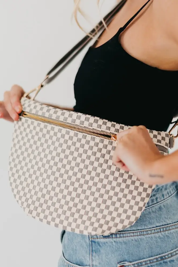 Westlyn Woven Bum Bag | Checkered Gray - Thumbnail Image Number 1 of 3
