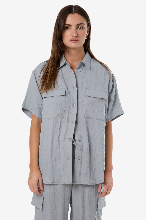 Willa Short Sleeve Shirt | Hazed Blue - Visual Media Number 1 of 1