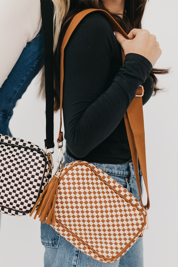 Woven Willow Camera Bag | Checkered Brown - Visual Media Number 1 of 1