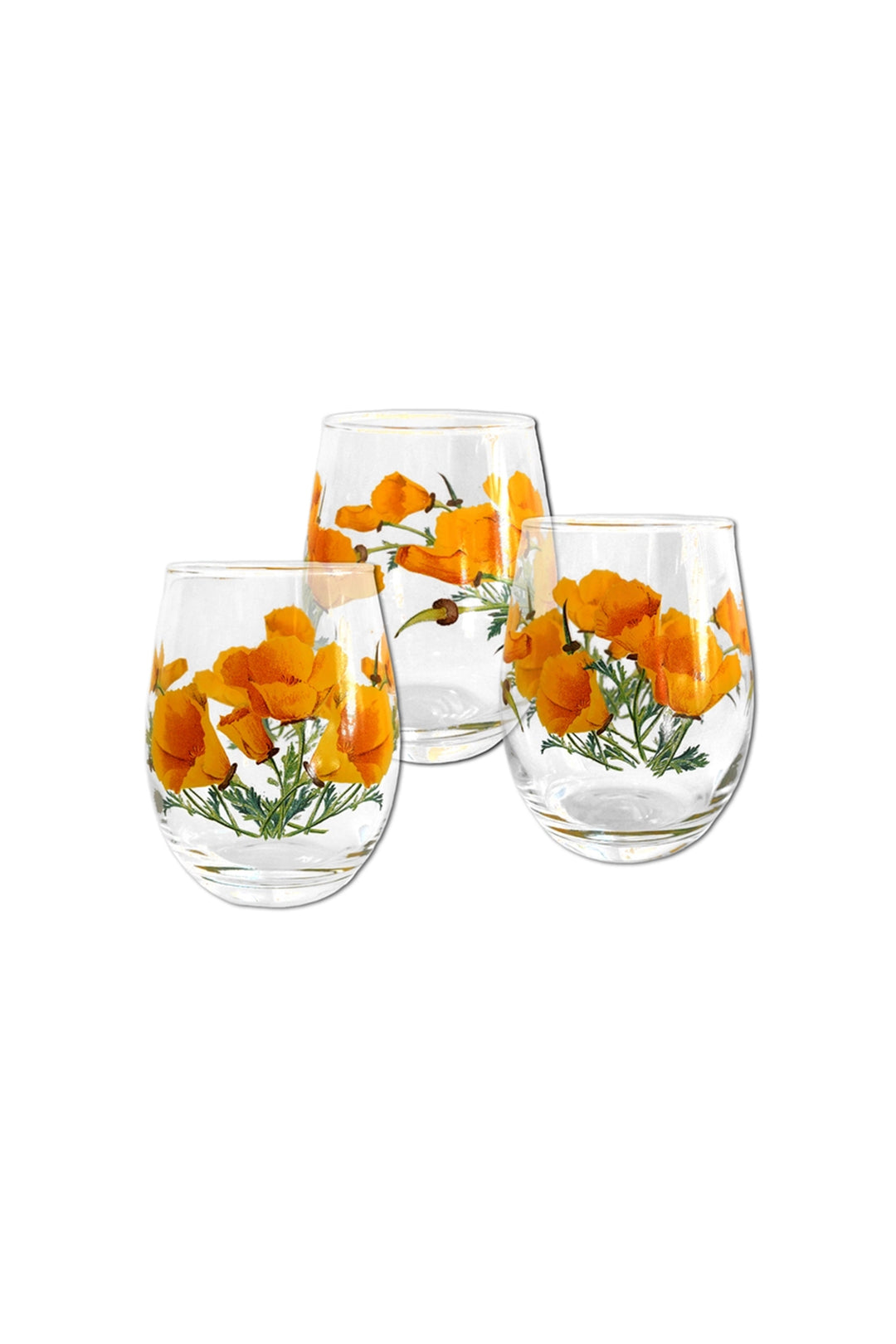 CA Poppies Stemless Wine Glass - Visual Media Number 1 of 1