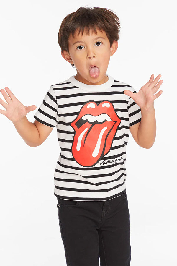 Rolling Stones Logo Tee | Black White Stripe - Main Image Number 1 of 4