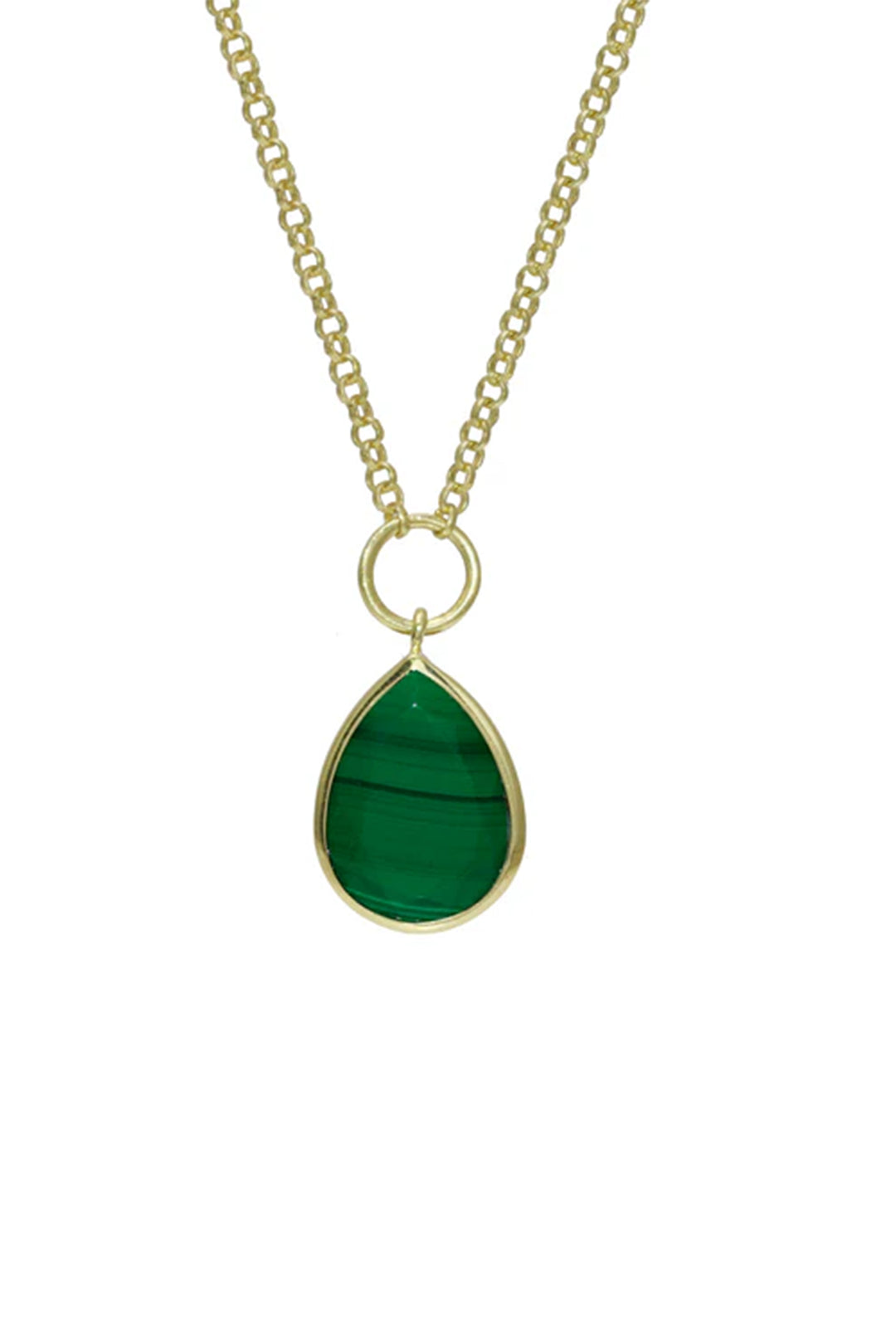Pear Gemstone Necklace | Malachite - Visual Media Number 1 of 1