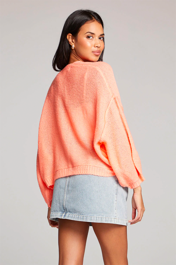 Aden Sweater | Neon Peach - Main Image Number 3 of 3