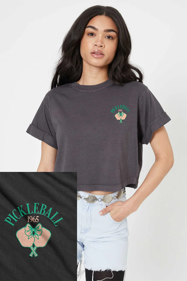 Pickleball 1965 Crop Tee | Vintage Black - Visual Media Number 3 of 3