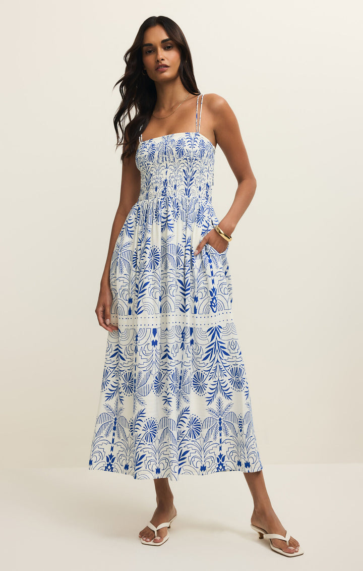Nadine Palm Maxi Dress | Nautical - Thumbnail Image Number 1 of 2

