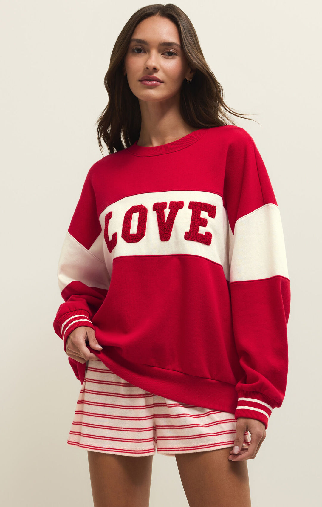 Oversized Love Sweatshirt | Kiss Me Red - Visual Media Number 1 of 2