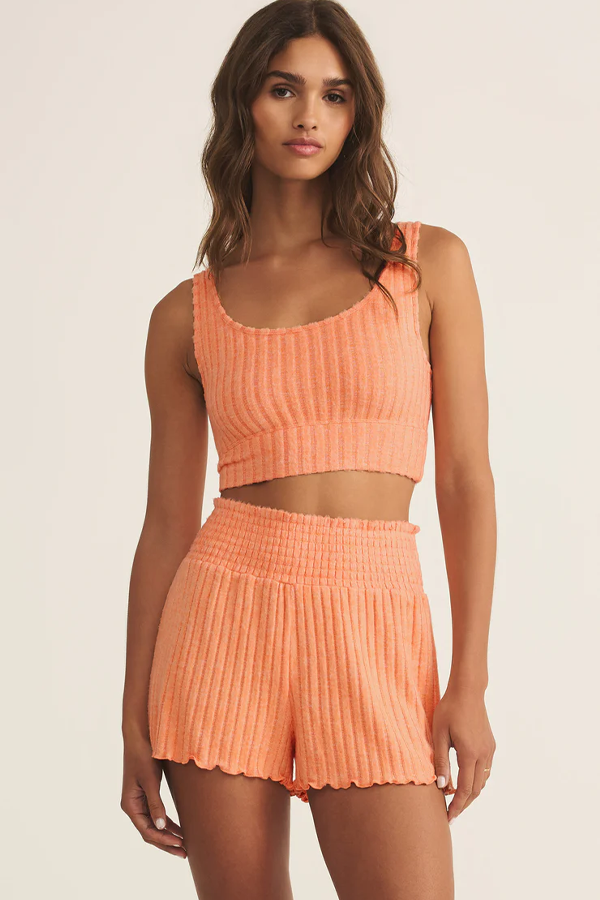 Zoe Rib Tank Bra | Malibu Orange - Thumbnail Image Number 1 of 4
