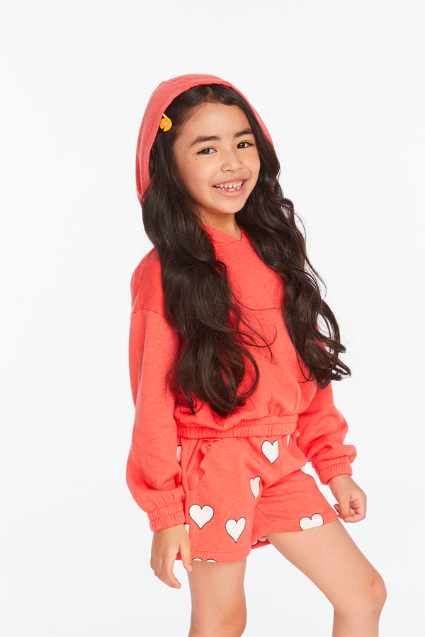 Smiley Flower &amp; Hearts Hoodie | Flame - Thumbnail Image Number 2 of 4
