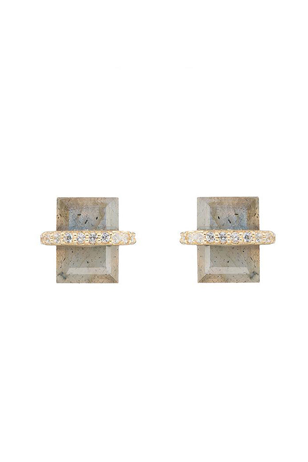 Montreal Cushion And Pave Earrings | Labradorite - Main Image Number 1 of 1