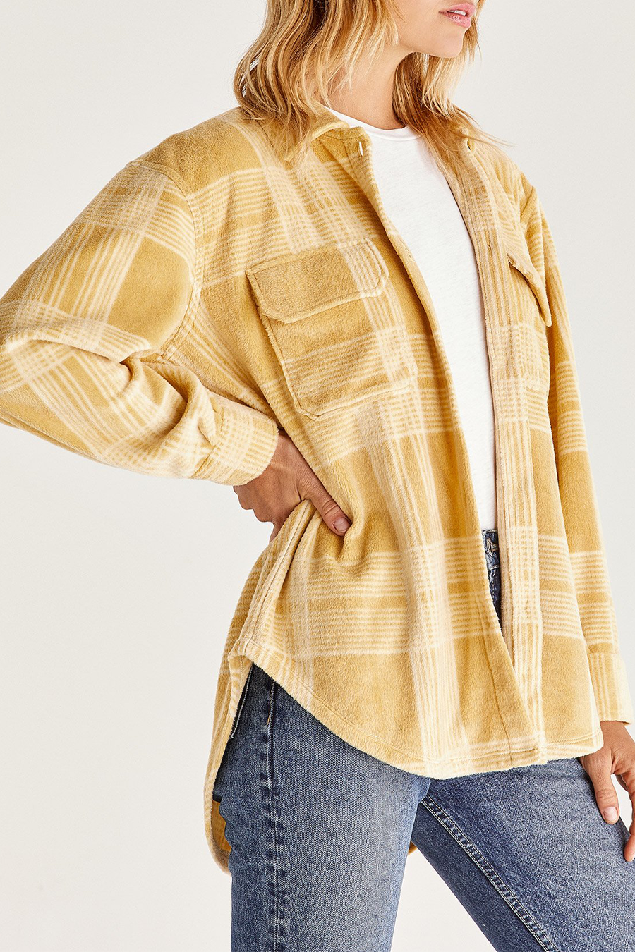 Tucker Fleece Plaid Jacket | Wheat - Visual Media Number 2 of 2