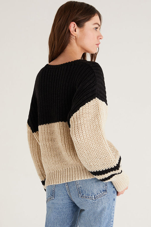 Lyndon Color Block Sweater | Oat - Main Image Number 2 of 3
