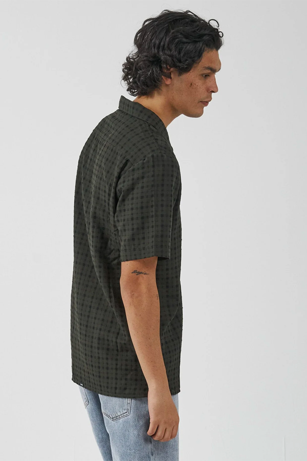 Infinity Check Bowling Shirt | Oil Green - Main Image Number 2 of 2
