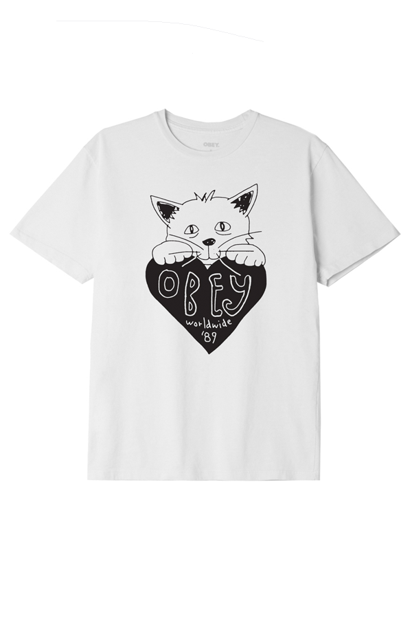 Obey Kitty Heart Tee | White - Main Image Number 1 of 1