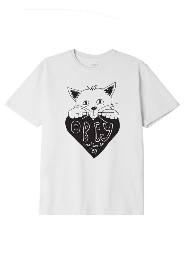 Obey Kitty Heart Tee | White - Visual Media Number 1 of 1