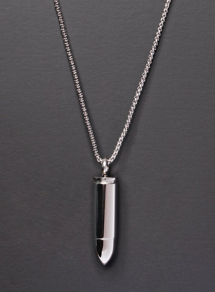 Stainless Steel Bullet Vial Necklace - West of Camden - Thumbnail Image Number 1 of 2
