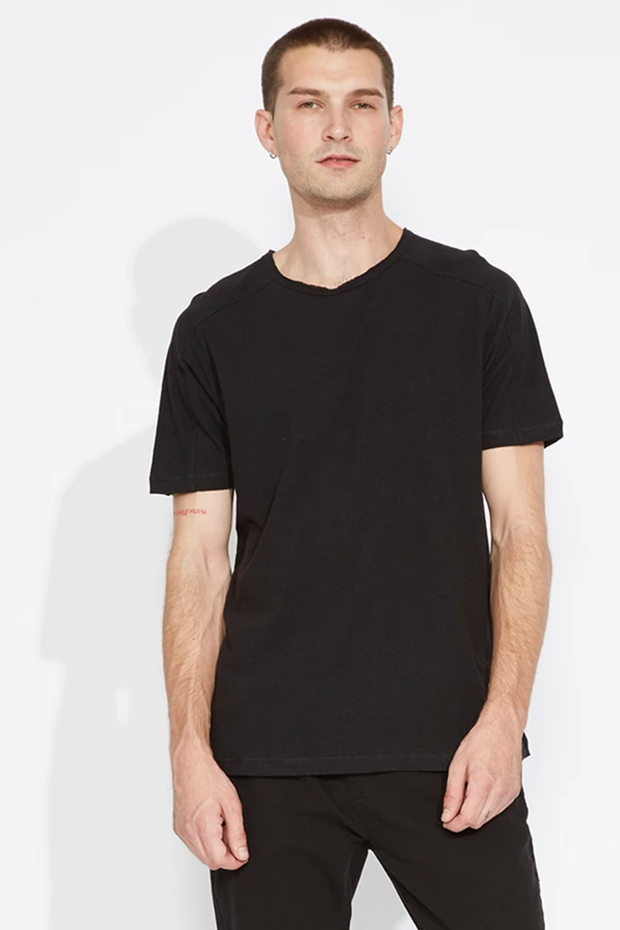 Nora Knit Panel Tee | Black - Main Image Number 1 of 1